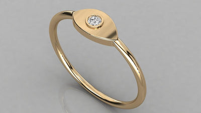 Marquise Ring / 14k Gold Round Diamond Ring / Diamond Stackable Ring / Diamond Wedding Band - Jalvi & Co.