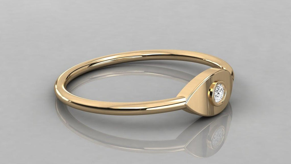 Marquise Ring / 14k Gold Round Diamond Ring / Diamond Stackable Ring / Diamond Wedding Band - Jalvi & Co.