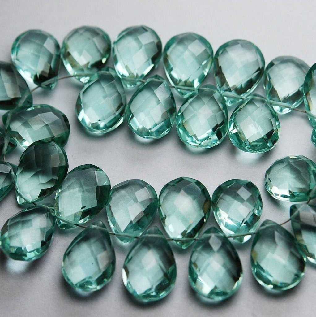 Matched Pairs Fluorite Green Quartz Faceted Pear Shape Briolette, 10X14mm Approx - Jalvi & Co.