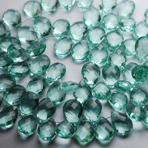 Matched Pairs Fluorite Green Quartz Faceted Pear Shape Briolette, 10X14mm Approx - Jalvi & Co.