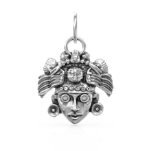 Load image into Gallery viewer, Mayan Head 14k Gold Charm / 18k Solid Gold Aztec Pendant / Round Cut Diamond Charm / Handmade Solid Gold Mask Charm / Mexican Gold Pendant - Jalvi &amp; Co.