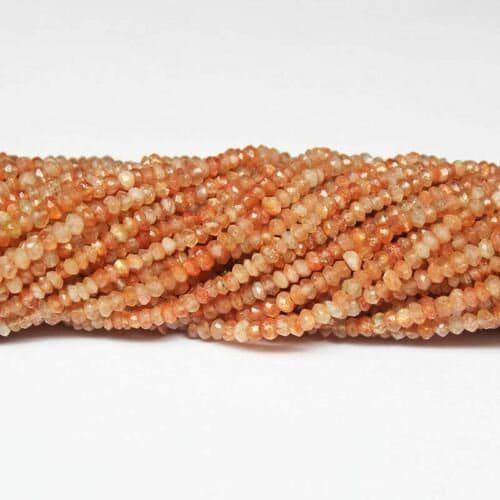 Micro Orange Sunstone Faceted Rondelle Cut Gemstone Loose Beads Strand 16.5