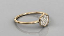 Load image into Gallery viewer, Micro Pave Hexagon Ring / 14k Solid Gold Round Diamond Ring / Diamond Hexagon Ring / Diamond Stackable Ring - Jalvi &amp; Co.