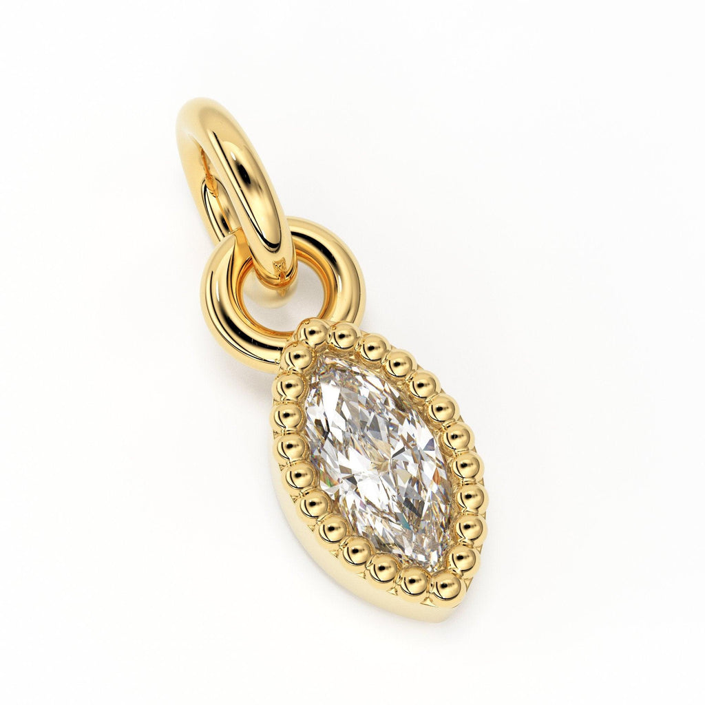 Milgrain Marquise Diamond Charm Pendant / 14k 18k Solid Gold Pendant / Petite Diamond Charm / Sale - Jalvi & Co.