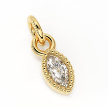 Load image into Gallery viewer, Milgrain Marquise Diamond Charm Pendant / 14k 18k Solid Gold Pendant / Petite Diamond Charm / Sale - Jalvi &amp; Co.