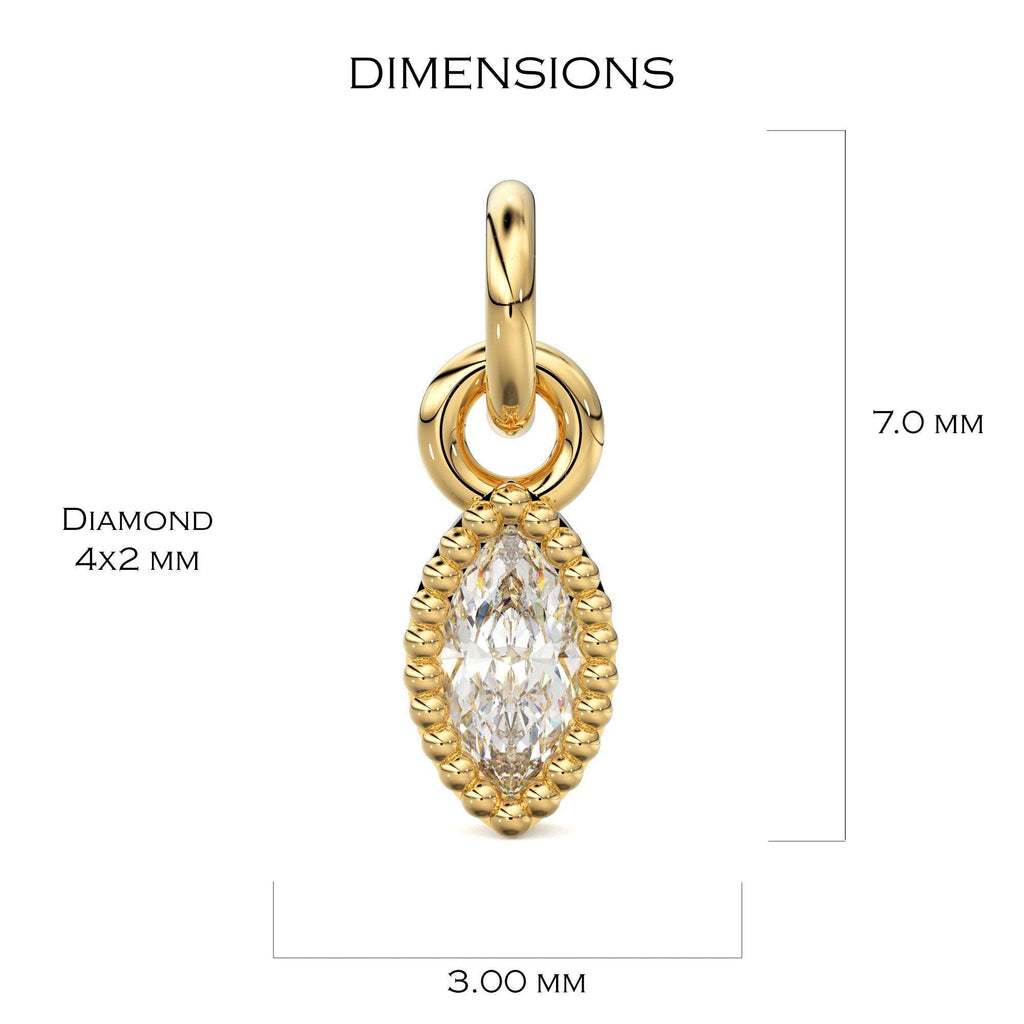 Milgrain Marquise Diamond Charm Pendant / 14k 18k Solid Gold Pendant / Petite Diamond Charm / Sale - Jalvi & Co.