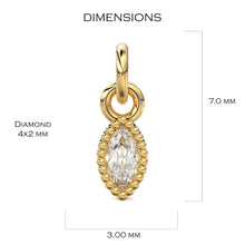 Load image into Gallery viewer, Milgrain Marquise Diamond Charm Pendant / 14k 18k Solid Gold Pendant / Petite Diamond Charm / Sale - Jalvi &amp; Co.