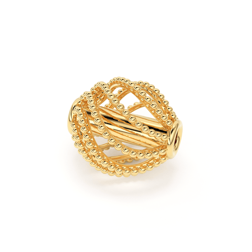 Milgrain Oval Spiral Solid Gold 14k 18k Designer Handmade Gold Spacer Bead Jewelry Making Supply 6.50mm - Jalvi & Co.