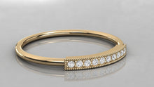 Load image into Gallery viewer, Milgrain Round Diamond in 14k Gold / Diamond Bar Milgrain Ring / Stackable Diamond Ring - Jalvi &amp; Co.