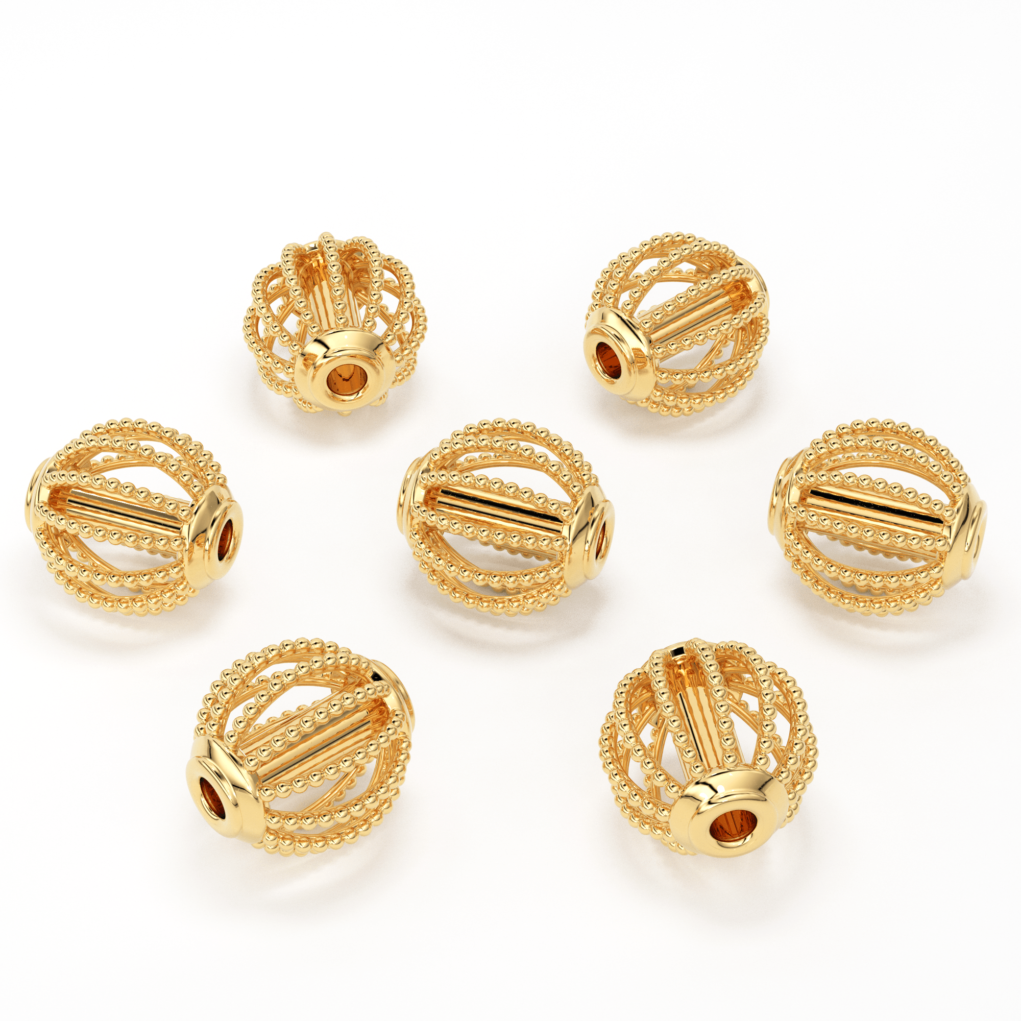 Milgrain Round Solid Gold 14k 18k Designer Handmade Gold Spacer Bead  Jewelry Making Supply 5.25mm