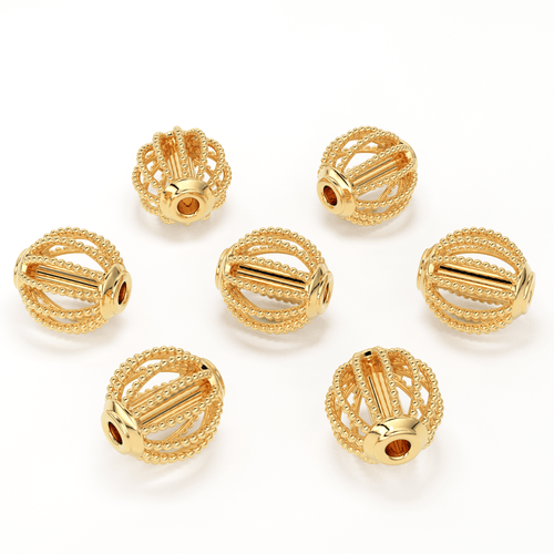 Milgrain Round Solid Gold 14k 18k Designer Handmade Gold Spacer Bead Jewelry Making Supply 5.25mm - Jalvi & Co.