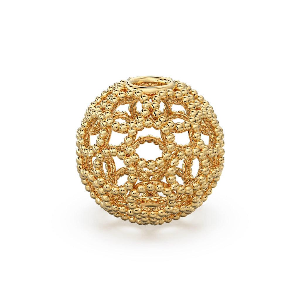 Milgrain Round Solid Gold 14k 18k Handmade Gold Spacer Bead Jewelry Making Supply 6mm 8mm 10mm - Jalvi & Co.