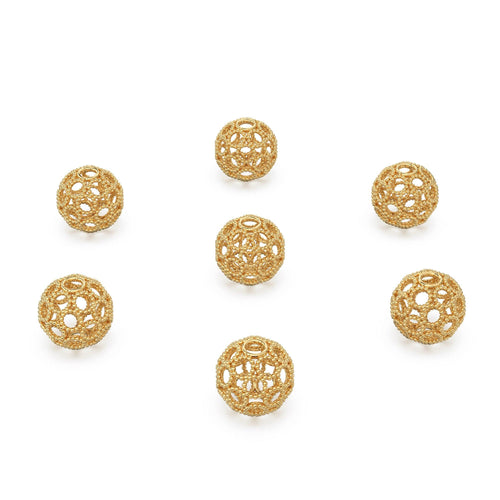 Milgrain Round Solid Gold 14k 18k Handmade Gold Spacer Bead Jewelry Making Supply 6mm 8mm 10mm - Jalvi & Co.