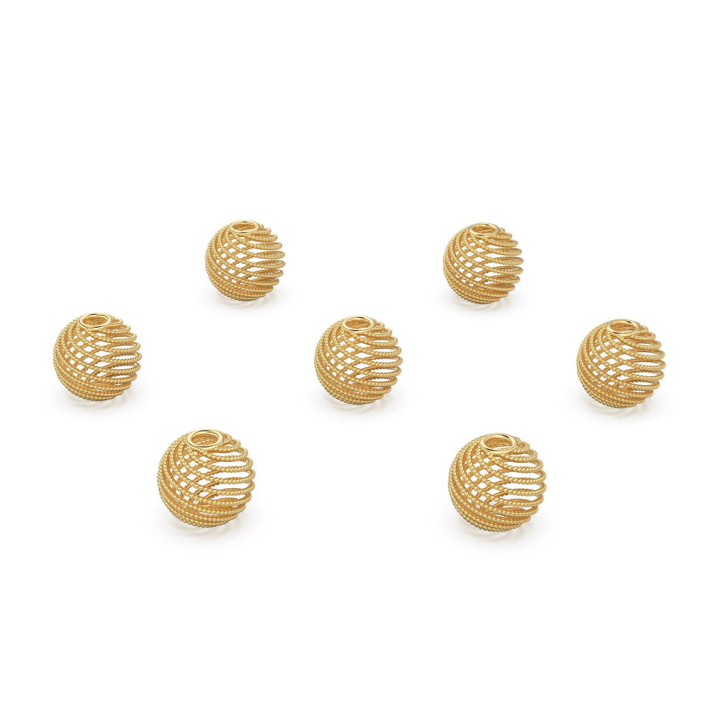 Milgrain Spiral Round Shape Solid Gold 14k 18k Handmade Gold Spacer Bead Jewelry Making Supply 6mm 8mm 10mm - Jalvi & Co.