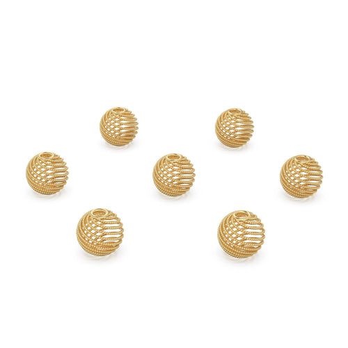 Milgrain Spiral Round Shape Solid Gold 14k 18k Handmade Gold Spacer Bead Jewelry Making Supply 6mm 8mm 10mm - Jalvi & Co.