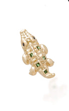 Load image into Gallery viewer, Mini Crocodile Black Diamond And Emerald 18k Solid Yellow Gold Single Earring - Jalvi &amp; Co.