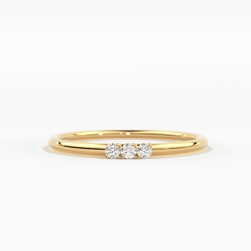 Minimalist Ring 14k Solid Gold / Diamond Ring / 1.5MM Triple Stone Ring / Thin Gold Stacking Rings / Promise Ring / Christmas Gift - Jalvi & Co.