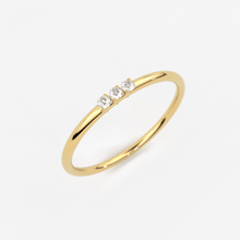 Load image into Gallery viewer, Minimalist Ring 14k Solid Gold / Diamond Ring / 1.5MM Triple Stone Ring / Thin Gold Stacking Rings / Promise Ring / Christmas Gift - Jalvi &amp; Co.