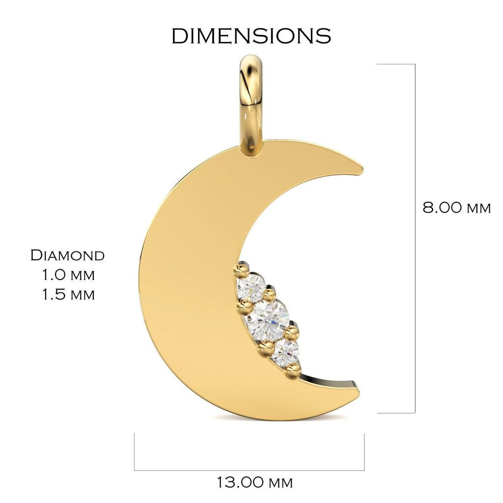 Moon Diamond Charm / 14k 18k Solid Gold Charm / Moon Charm / Moon Pendant / Gold Jewelry Supplies / Diamond Charm Finding / Sale - Jalvi & Co.