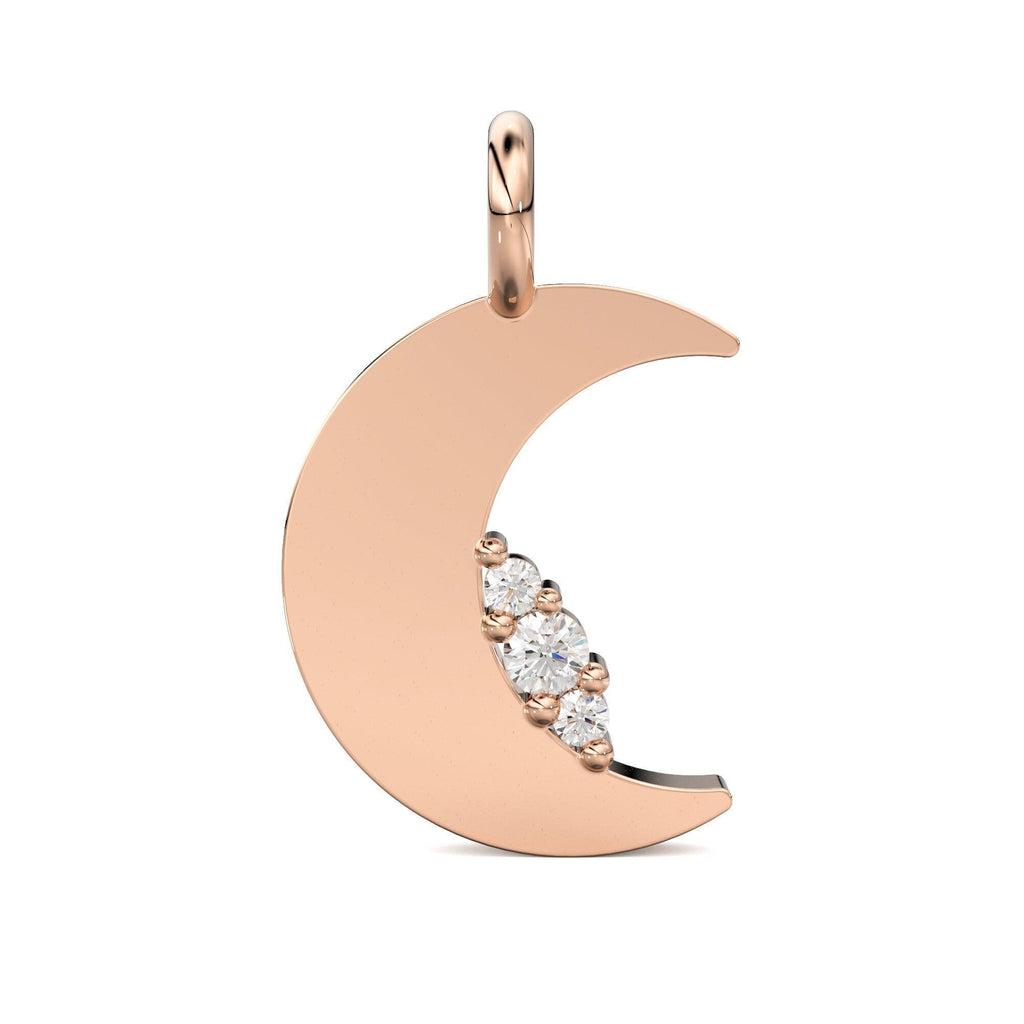 Moon Diamond Charm / 14k 18k Solid Gold Charm / Moon Charm / Moon Pendant / Gold Jewelry Supplies / Diamond Charm Finding / Sale - Jalvi & Co.