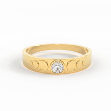 Load image into Gallery viewer, Moon Phase Ring / Full Moon Diamond Ring / Crescent Band / 14k or 18k Solid Gold / Boho Gold Ring / Celestial Ring / Bezel Set Ring - Jalvi &amp; Co.