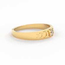 Load image into Gallery viewer, Moon Phase Ring / Full Moon Diamond Ring / Crescent Band / 14k or 18k Solid Gold / Boho Gold Ring / Celestial Ring / Bezel Set Ring - Jalvi &amp; Co.