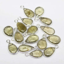 Load image into Gallery viewer, Moss Aquamarine Heliodor Sterling Silver Bezel Charm Pendant 5pc 10mm 11mm - Jalvi &amp; Co.