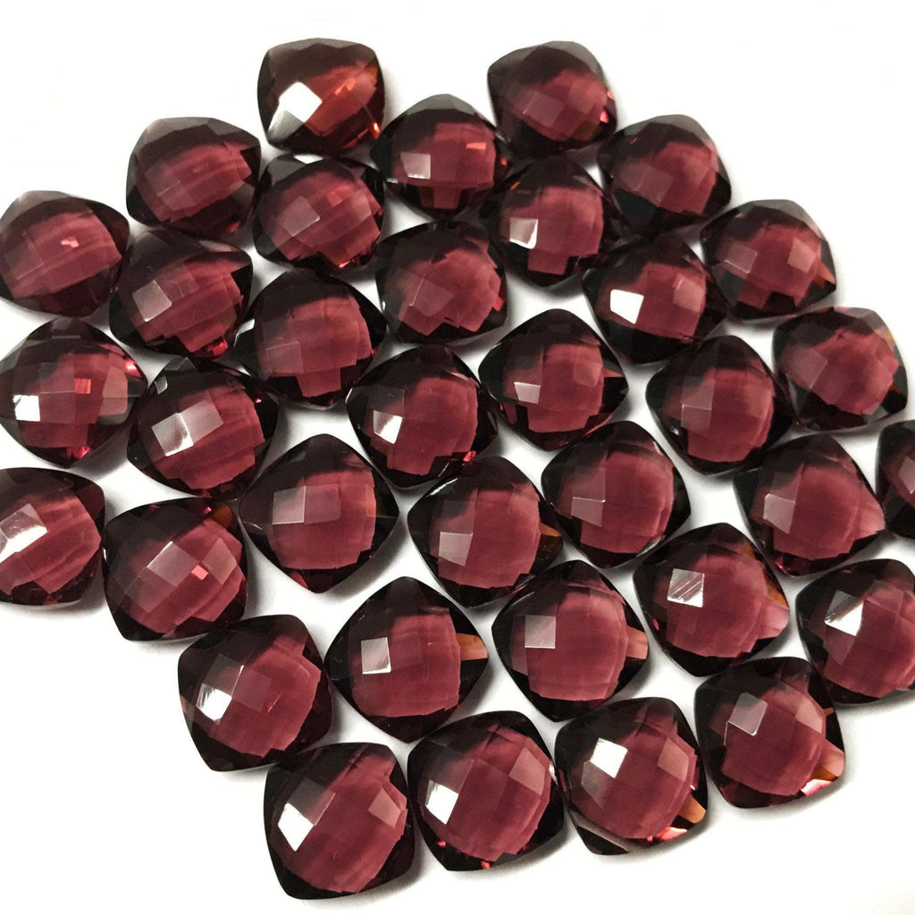 Mozambique Garnet Quartz Faceted Cushion Gemstone Matching Beads 24pc 10mm - Jalvi & Co.