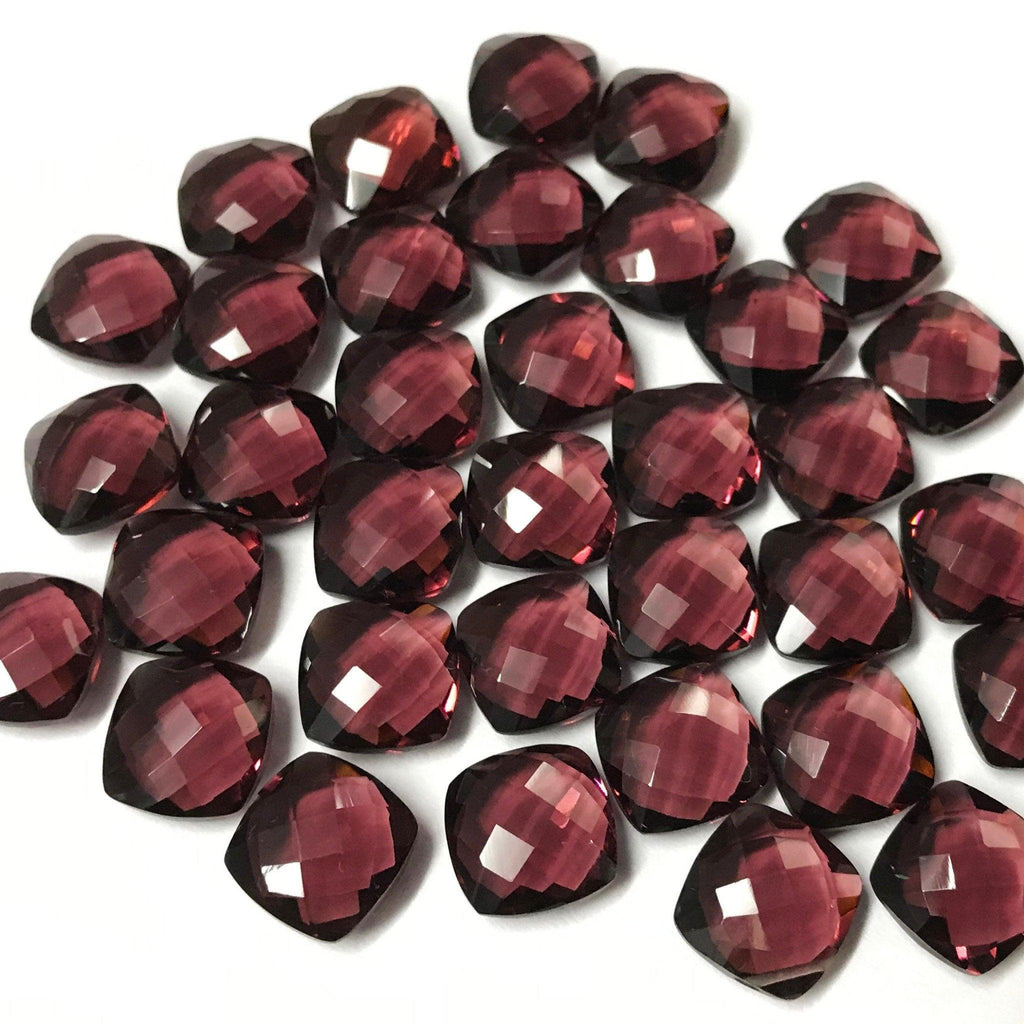 Mozambique Garnet Quartz Faceted Cushion Gemstone Matching Beads 24pc 10mm - Jalvi & Co.