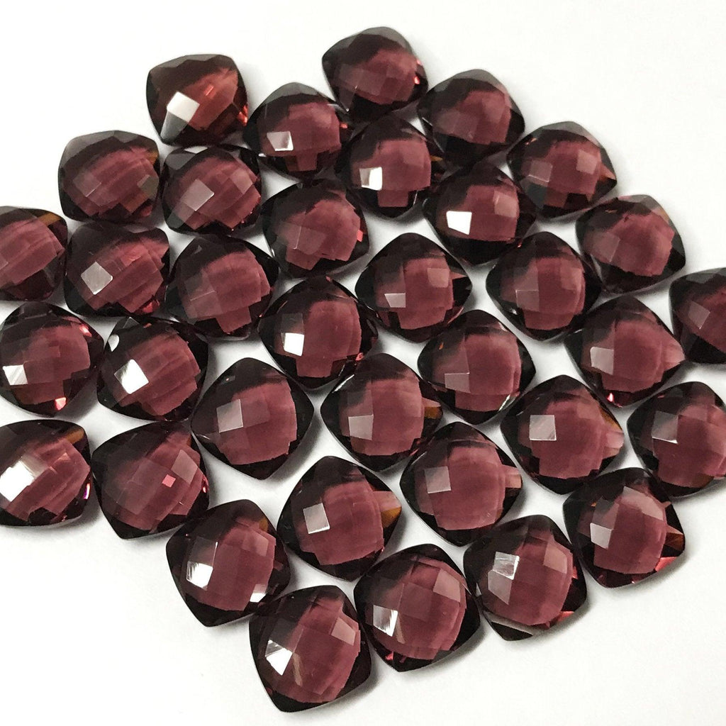 Mozambique Garnet Quartz Faceted Cushion Gemstone Matching Beads 24pc 10mm - Jalvi & Co.