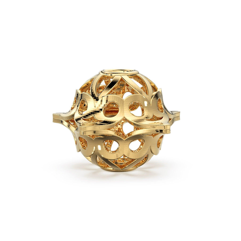 Mughal Design Solid Gold Round Shape 14k 18k Handmade Gold Spacer Bead Jewelry Making Supply 4.50mm 6mm 7mm - Jalvi & Co.