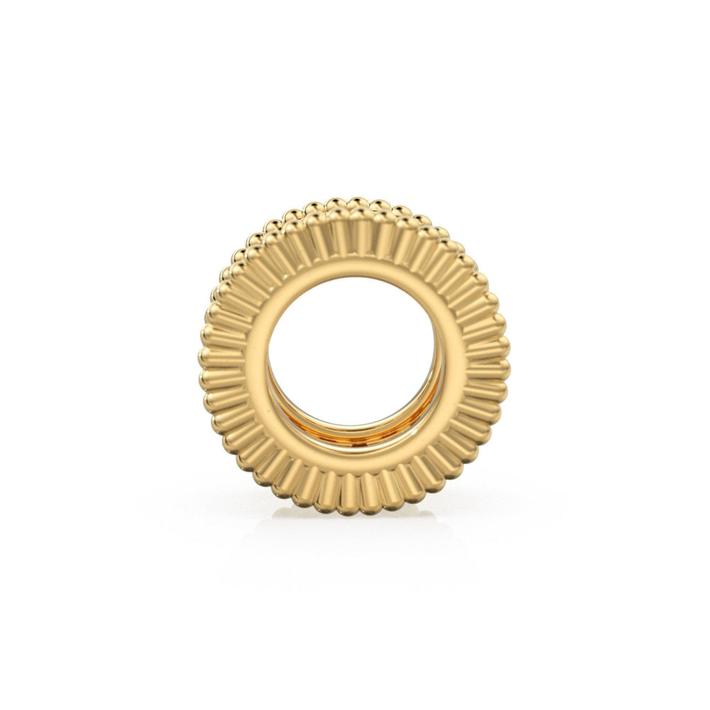 Mughal Jali 18k Solid Yellow Gold 7mm Fancy Spacer Finding Hefty Bead 5mm Large Hole - Jalvi & Co.