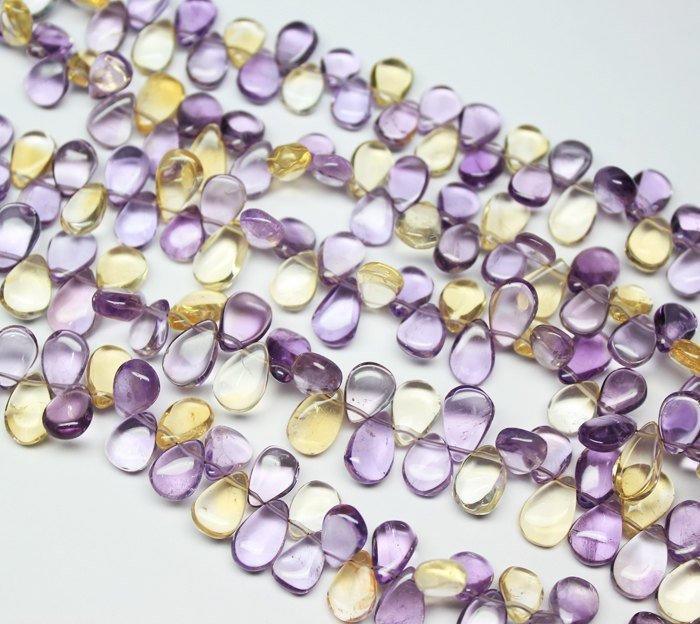 Multi Ametrine Smooth Pear Drop Spacer Gemstone Loose Beads Strand 10mm 15mm 8" - Jalvi & Co.