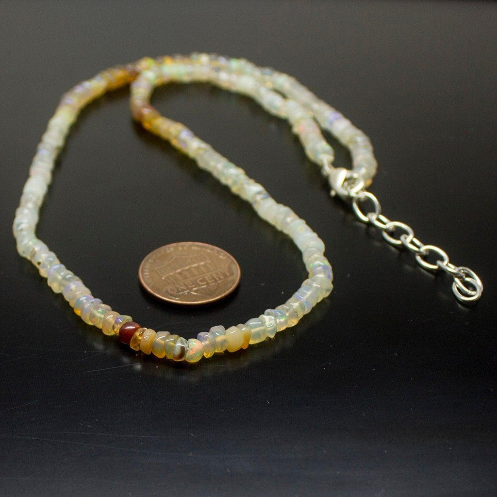 Multi-Color Ethiopian Opal Smooth Rondelle Gemstone Beads 18inches 4mm 4.5mm - Jalvi & Co.