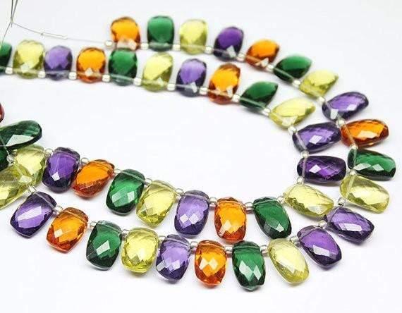 Multi Color Quartz Faceted Cushion Beads 16x10mm 8inches - Jalvi & Co.