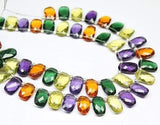 Multi Color Quartz Faceted Cushion Beads 16x10mm 8inches