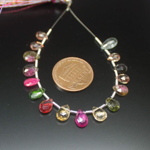 Multi Gemstone Aquamarine Peridot Citrine Faceted Peardrop Beads 4