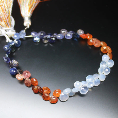 Multi Gemstone Faceted Heart Drop Faceted Loose Gemstone Beads 4