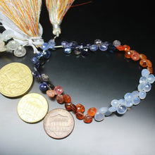 Load image into Gallery viewer, Multi Gemstone Faceted Heart Drop Faceted Loose Gemstone Beads 4&quot; 5mm 6mm - Jalvi &amp; Co.