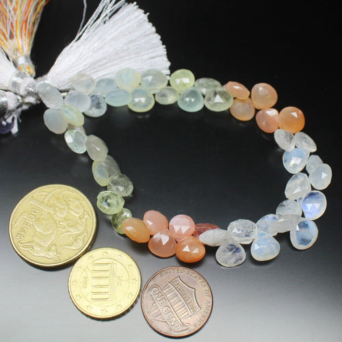 Multi Gemstone Faceted Heart Drop Faceted Loose Gemstone Beads 4