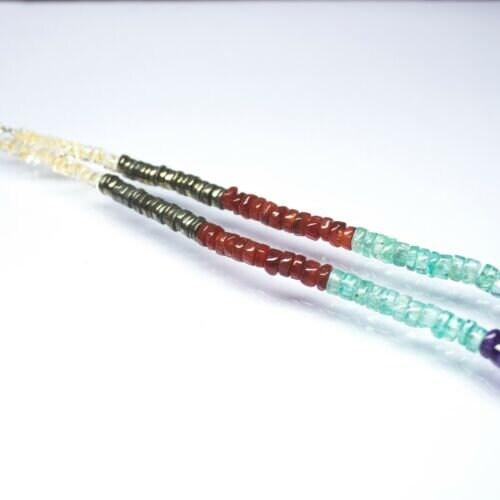 Multi Gemstone Natural Wheel Beads Pyrite Apatite Opal Necklace 18