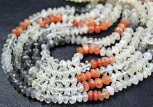 Load image into Gallery viewer, Multi Moonstone Natural Gemstone Smooth Button Rondelle 6mm 5.5mm 14&quot; Beads - Jalvi &amp; Co.