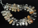 Multi Rutile Quartz Smooth Pear Drop Briolette Loose Beads Strand 8