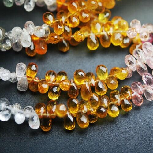 Multi Sapphire Faceted Teardrop Briolette Gemstone Loose Beads Strand 4