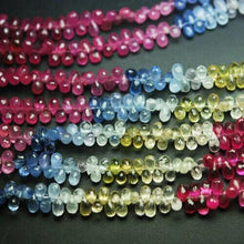 Load image into Gallery viewer, Multi Sapphire Faceted Teardrop Briolette Gemstone Loose Beads Strand 4&quot; 4mm 6mm - Jalvi &amp; Co.