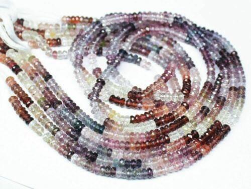 Multi Spinel Micro Faceted Gemstone Rondelle Loose Beads Strand 7.5" 3mm 3.5mm - Jalvi & Co.