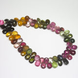 Multi Tourmaline Faceted Pear Drop Briolette Loose Gemstone Beads 8