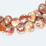 Mystic Bi Color Prehnite Faceted Pear Drop Loose Gemstone Beads 8mm 10mm 4