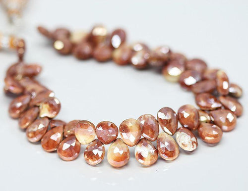 Mystic Bi Color Prehnite Faceted Pear Drop Loose Gemstone Beads 8mm 10mm 4