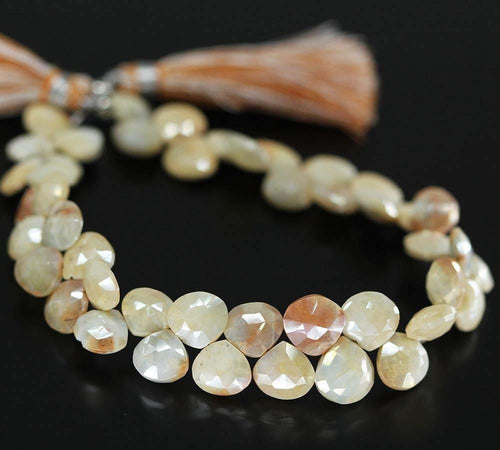 Mystic Green Prehnite Faceted Heart Drop Loose Gemstone Bead Strand 7mm 9mm 4